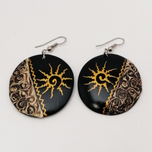 cercei din lemn, rotunzi, lungi, pictat