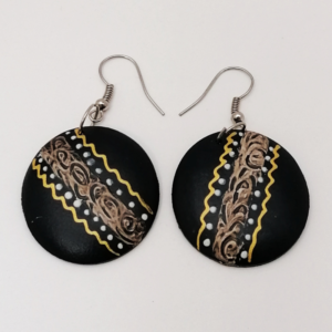 cercei din lemn, rotunzi, lungi, pictat