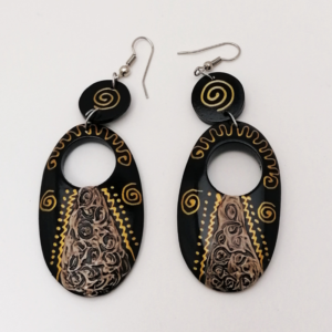 cercei din lemn, rotunzi, lungi, pictat