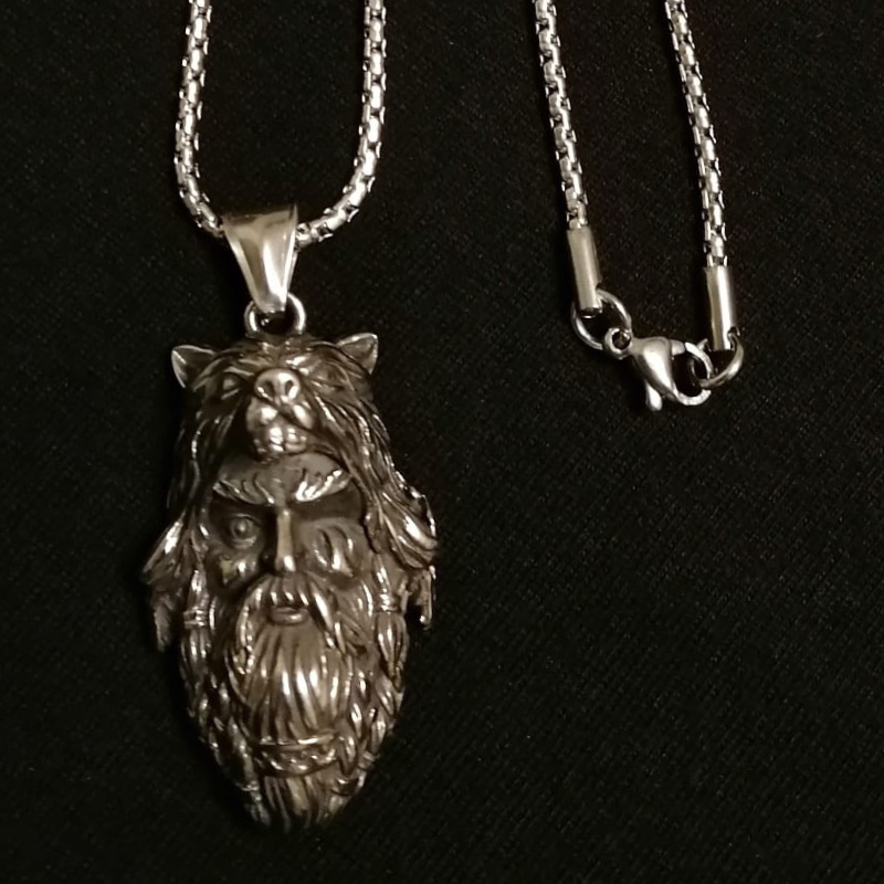 colier otel inoxidabil cap de viking